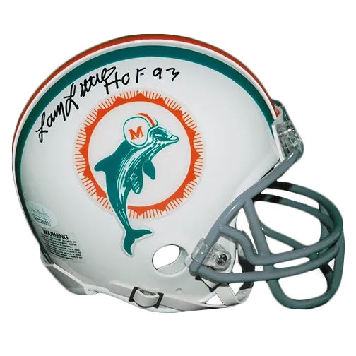 Larry Little Miami Dolphins Autograhed Football Mini Helmet HOF- 93 (JSA)