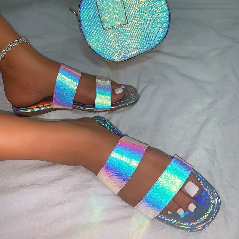 Lazer Holographic Sandals