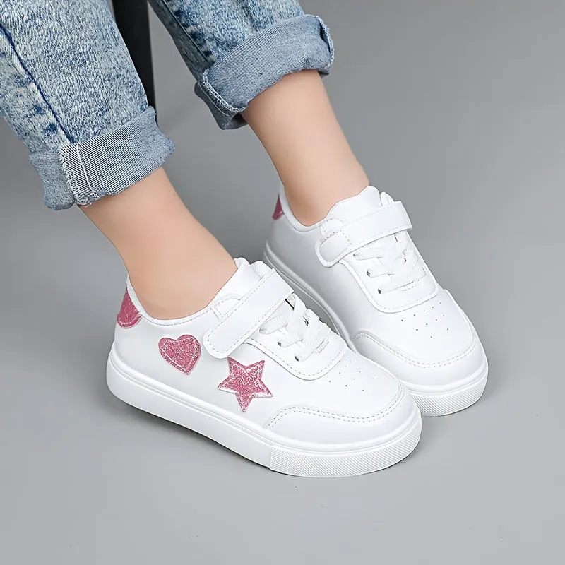 Lightweight Stylish Sneaker Sports Shoes with Sparkly Pink Hearts & Stars