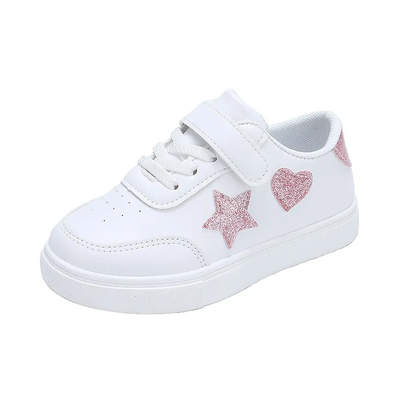 Lightweight Stylish Sneaker Sports Shoes with Sparkly Pink Hearts & Stars