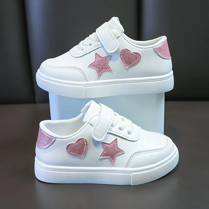 Lightweight Stylish Sneaker Sports Shoes with Sparkly Pink Hearts & Stars