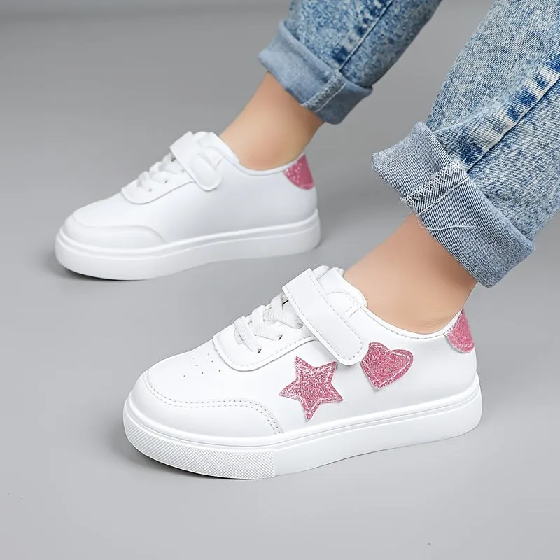 Lightweight Stylish Sneaker Sports Shoes with Sparkly Pink Hearts & Stars
