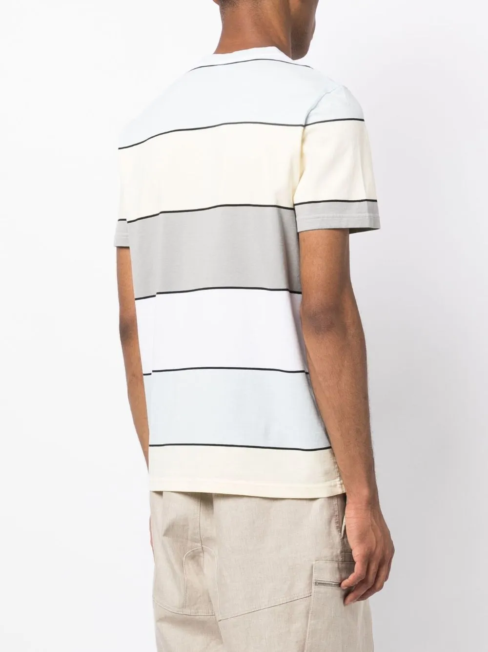 logo-embroidered striped T-shirt