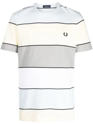 logo-embroidered striped T-shirt