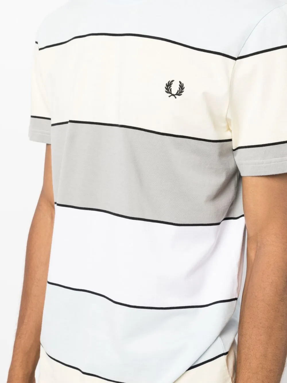 logo-embroidered striped T-shirt