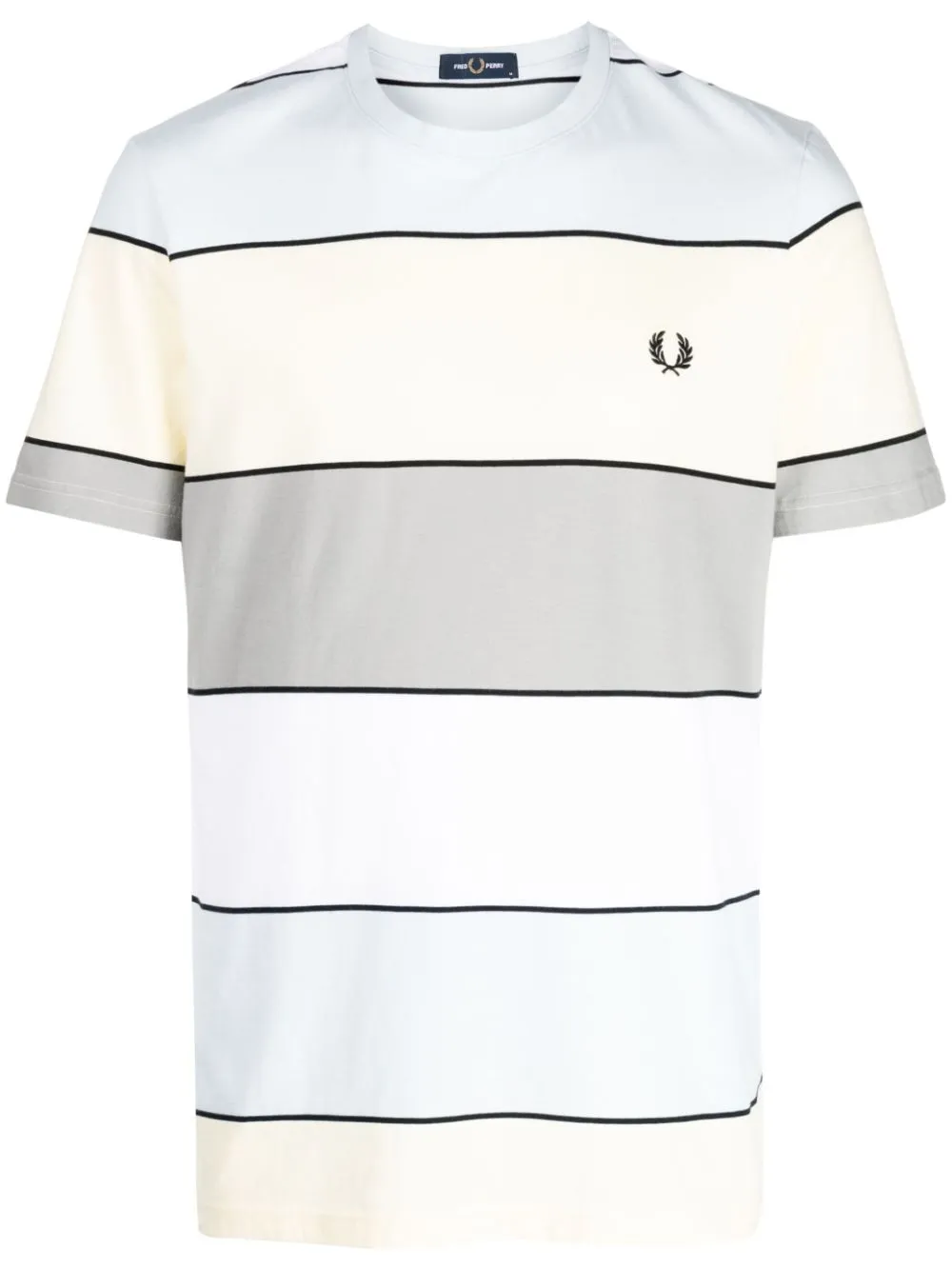 logo-embroidered striped T-shirt
