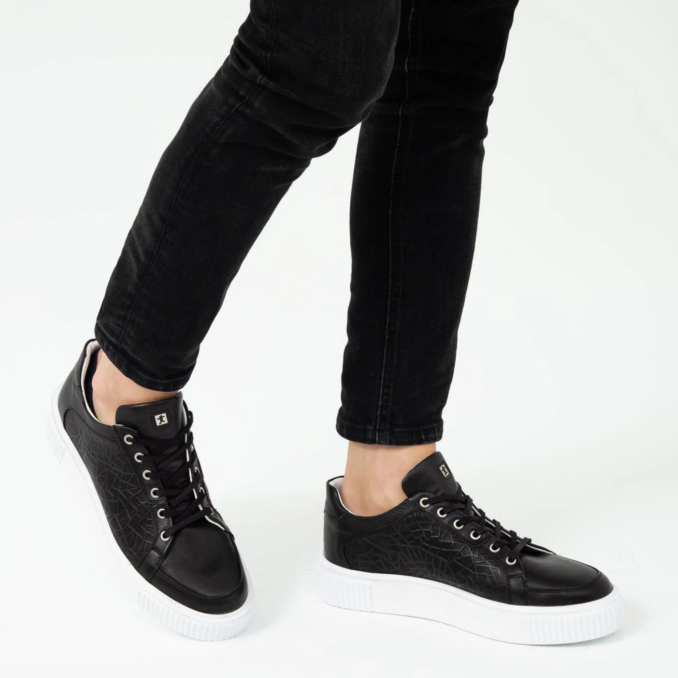 Madasat Black Leather Sneakers Sports Shoes - 105 |