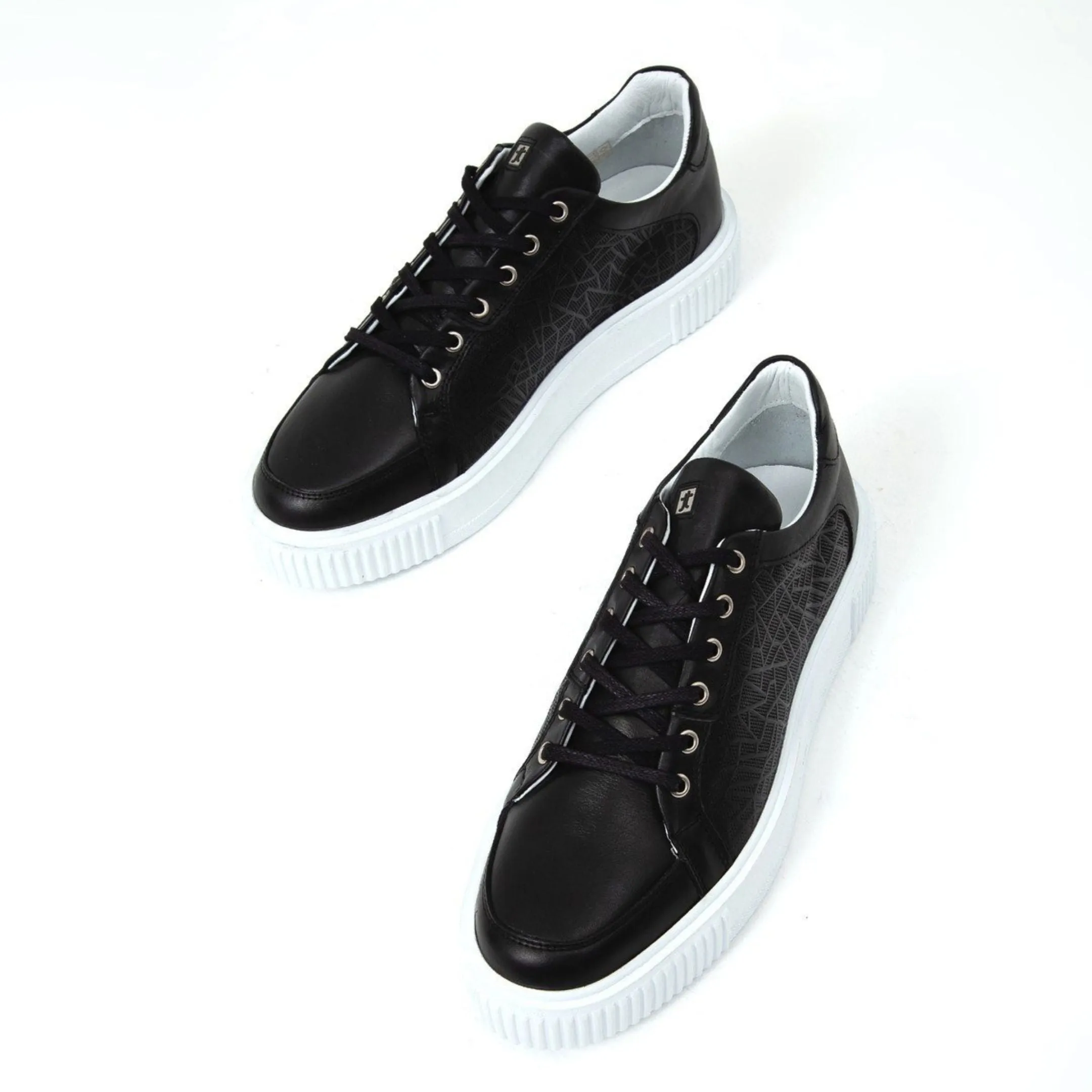 Madasat Black Leather Sneakers Sports Shoes - 105 |