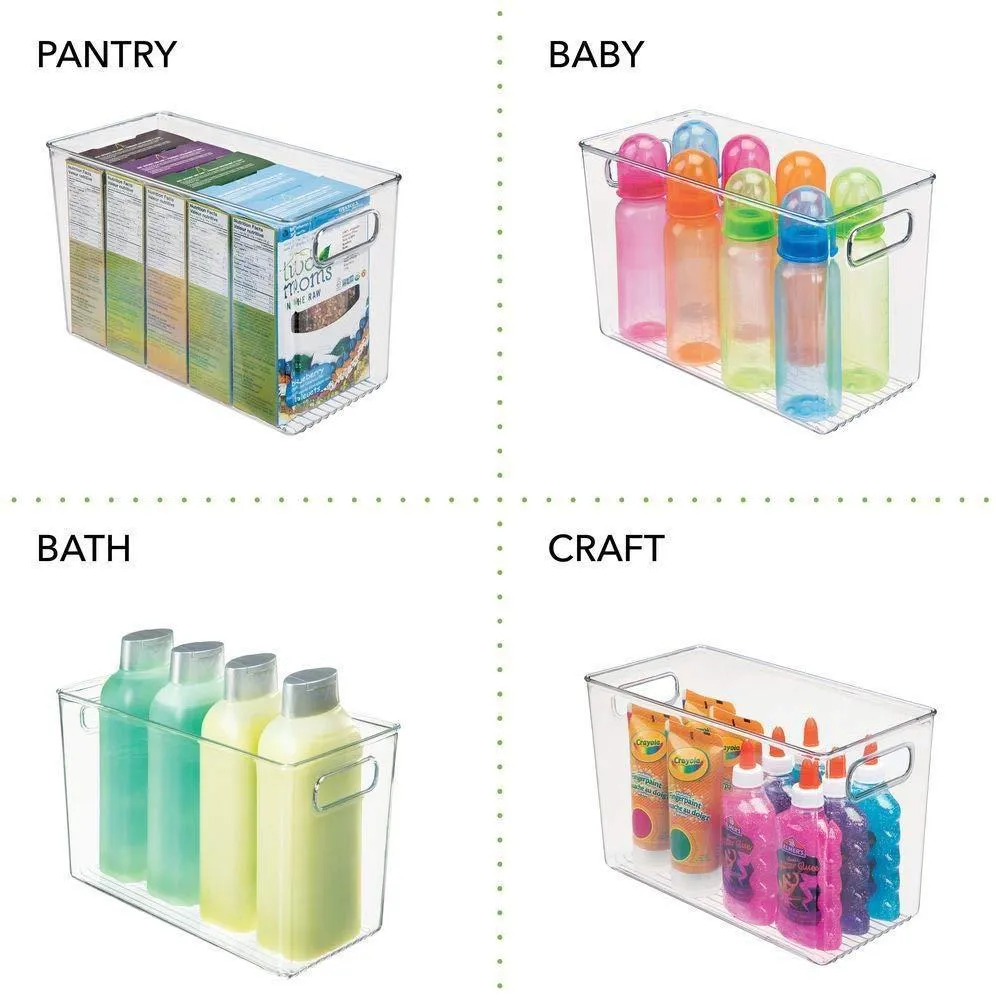 mDesign Deep Plastic Home Storage Organizer Bin for Cube Furniture Shelving in Office, Entryway, Closet, Cabinet, Bedroom, Laundry Room, Nursery, Kids Toy Room - 12" x 6" x 7.75" - 8 Pack - Clear