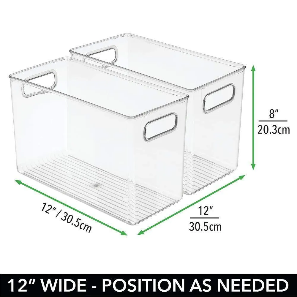 mDesign Deep Plastic Home Storage Organizer Bin for Cube Furniture Shelving in Office, Entryway, Closet, Cabinet, Bedroom, Laundry Room, Nursery, Kids Toy Room - 12" x 6" x 7.75" - 8 Pack - Clear