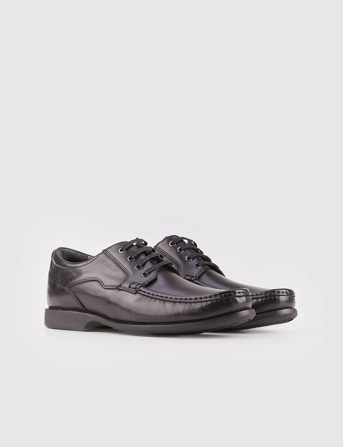 Men Black Genuine Leather Lace Up Front Casual Shoes