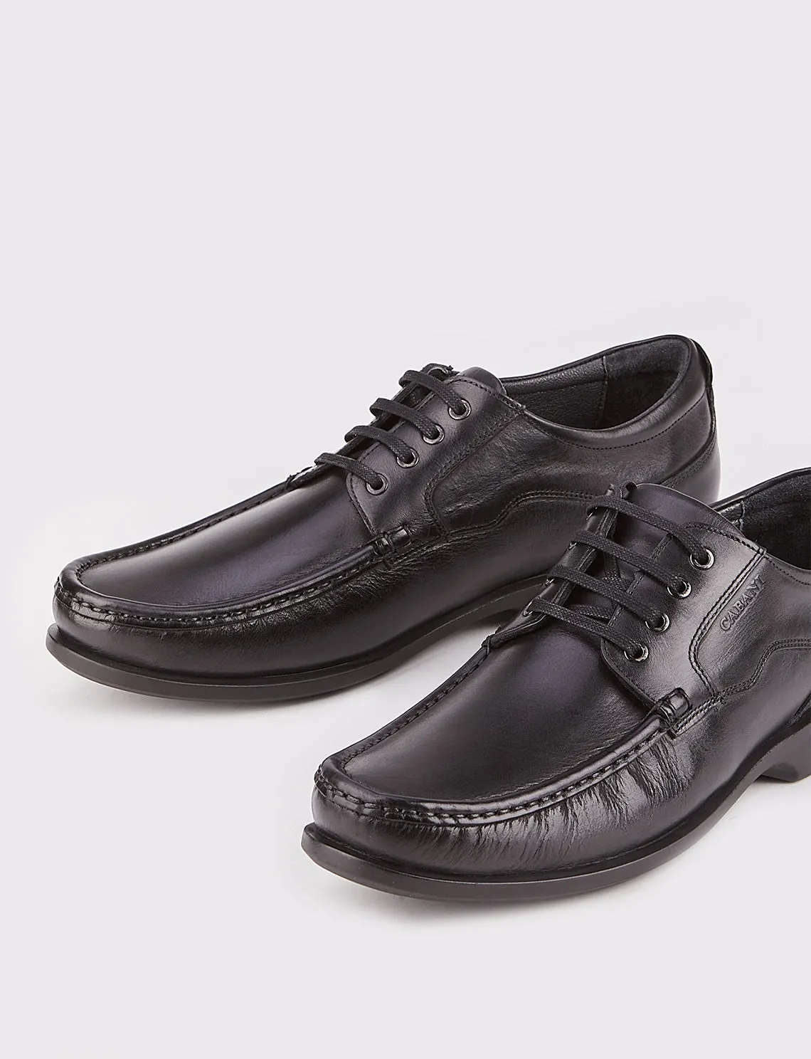Men Black Genuine Leather Lace Up Front Casual Shoes