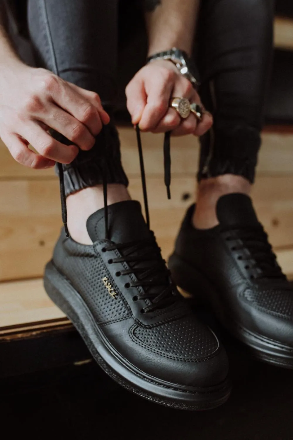 Men's High Sole Black Casual Sneaker Sports Shoes