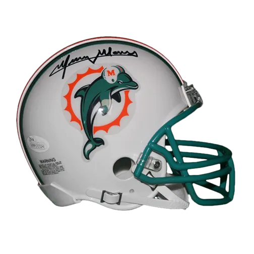 Mercury Morris Miami Dolphins Autographed Throwback Mini Football Helmet (Beckett )