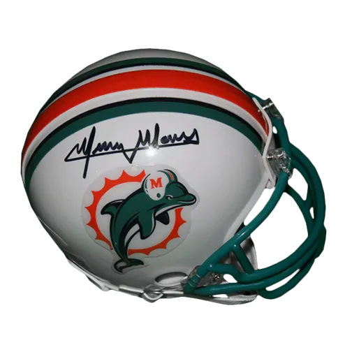 Mercury Morris Miami Dolphins Autographed Throwback Mini Football Helmet (Beckett )