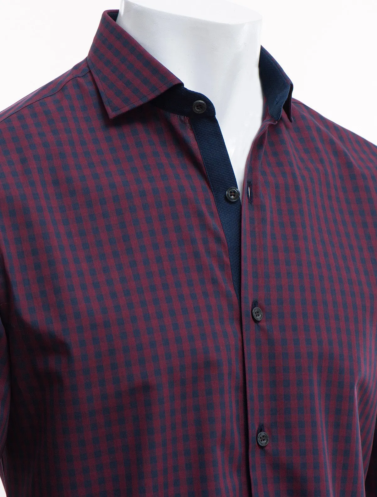 MOROON & NAVY GINGHAM SHIRT