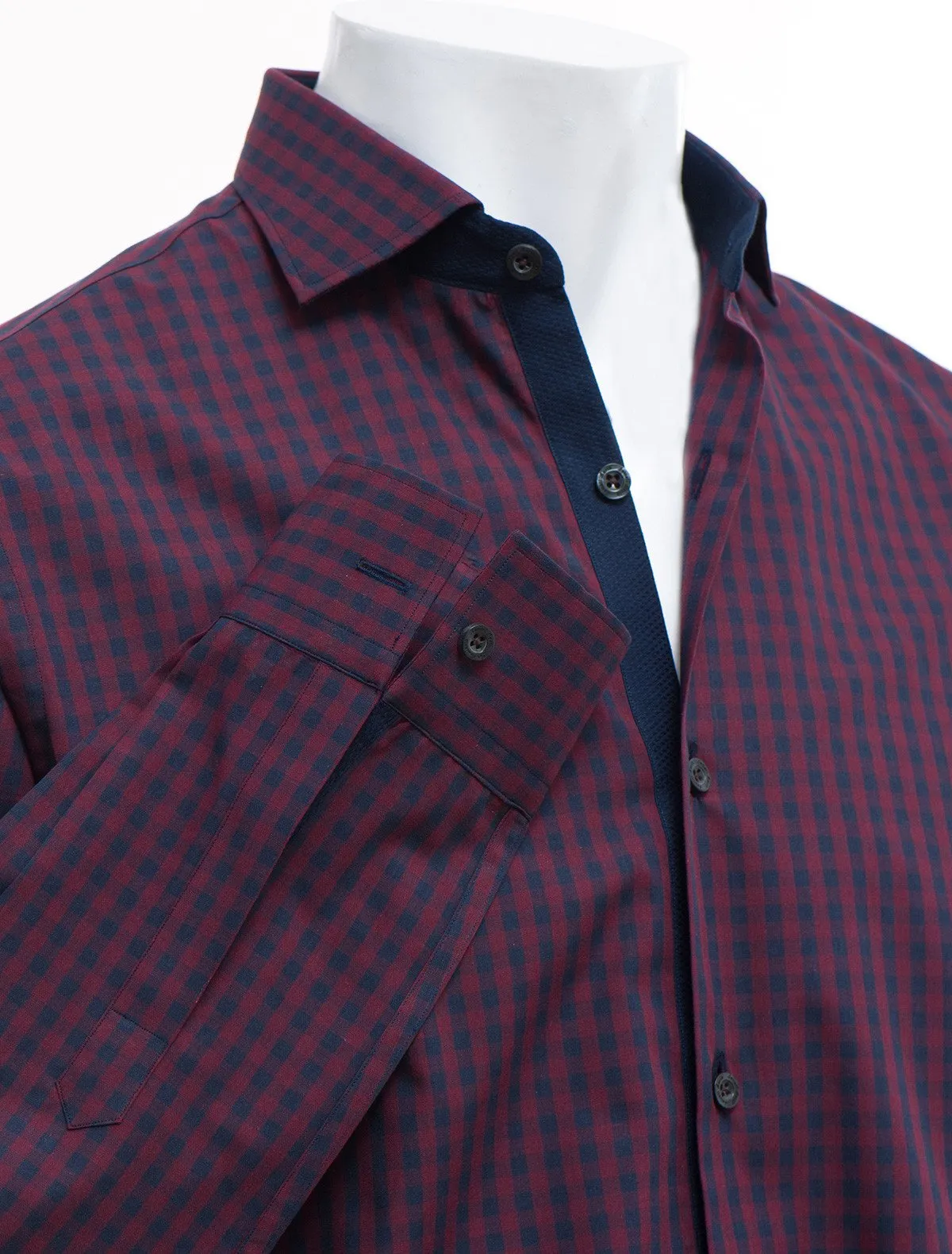 MOROON & NAVY GINGHAM SHIRT
