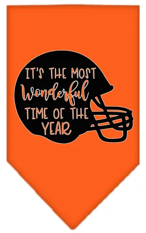 Most Wonderful Time Of The Year (football) Screen Print Bandana Orange Small
