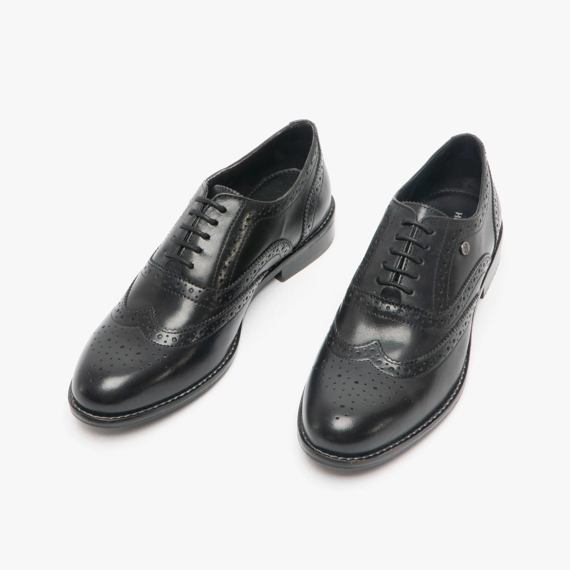 NATALIE Girls Leather Brogue Shoes Black