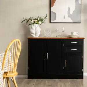 NNECW Buffet Sideboard Storage Cabinet with Spacious Table Top-Black