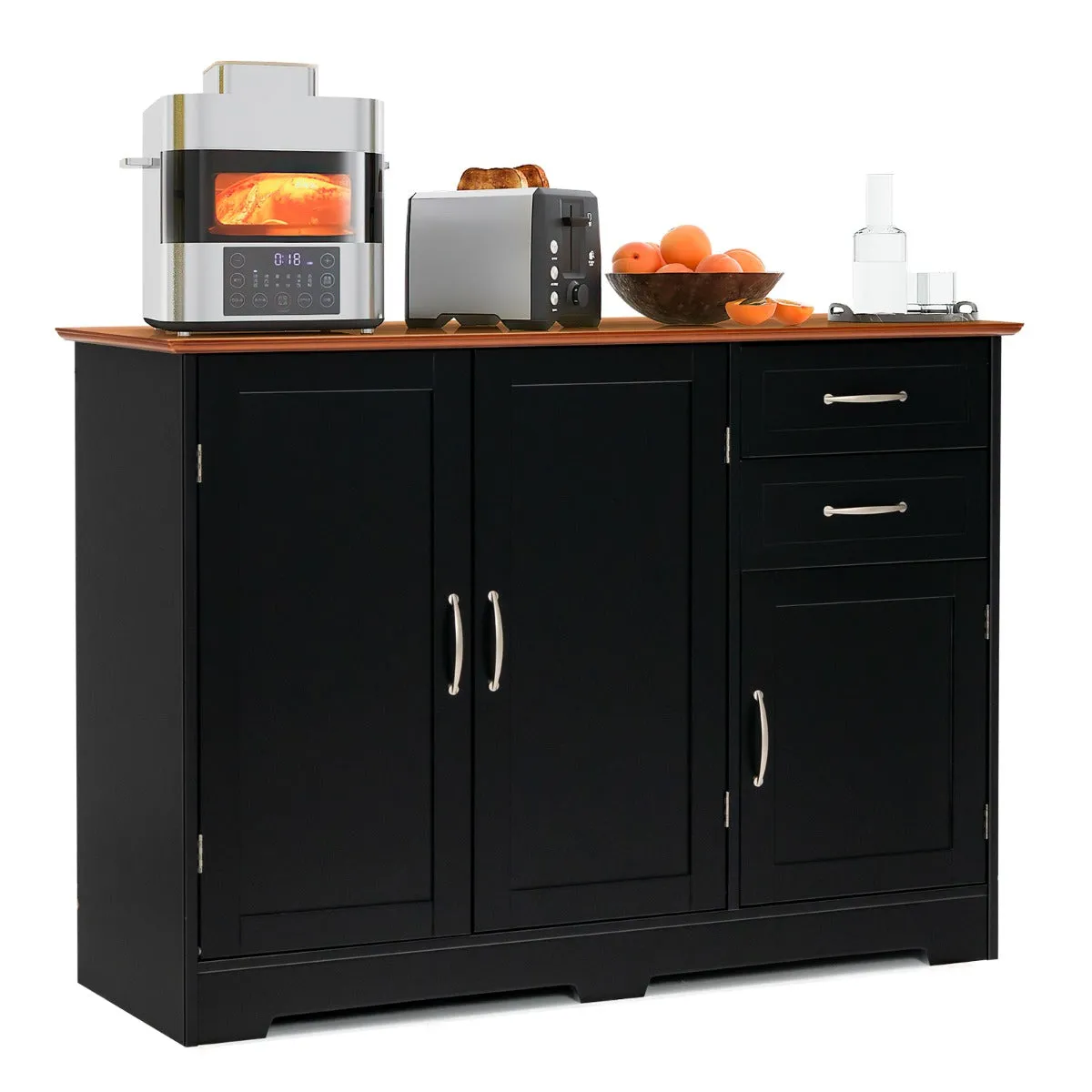 NNECW Buffet Sideboard Storage Cabinet with Spacious Table Top-Black