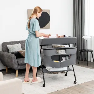 NNECW Foldable Baby Changing Table Portable Infant Nursery Stand Organizer