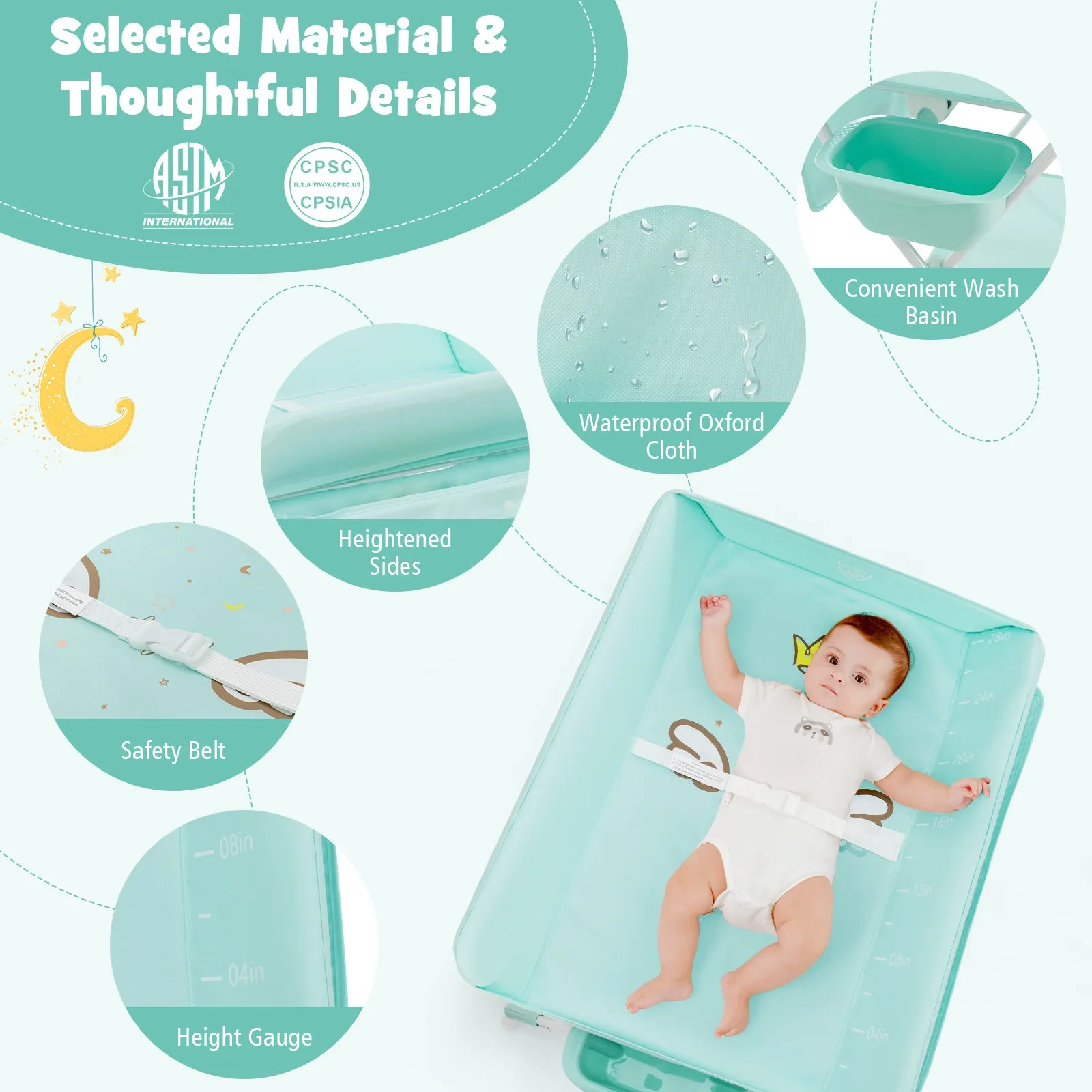 NNECW Portable Folding Baby Changing Table for Infant Newborn Nursery