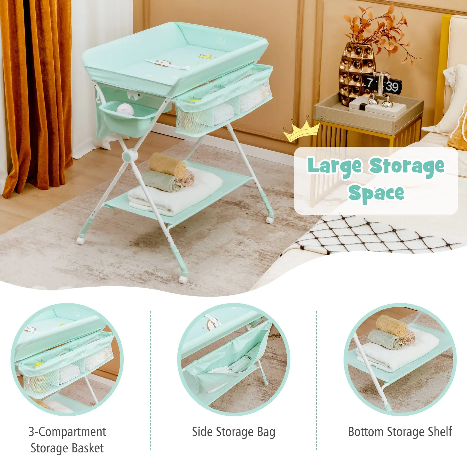 NNECW Portable Folding Baby Changing Table for Infant Newborn Nursery