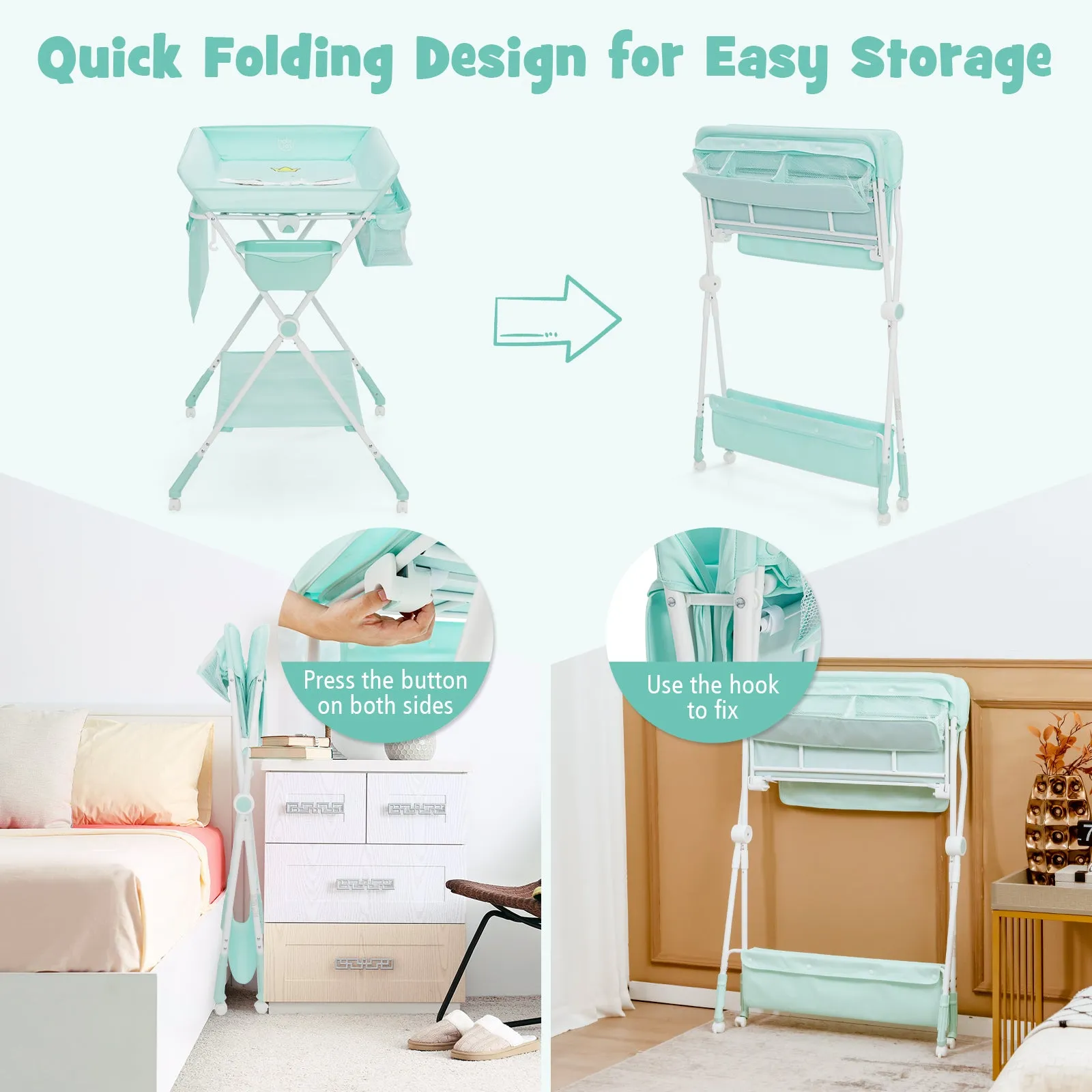 NNECW Portable Folding Baby Changing Table for Infant Newborn Nursery