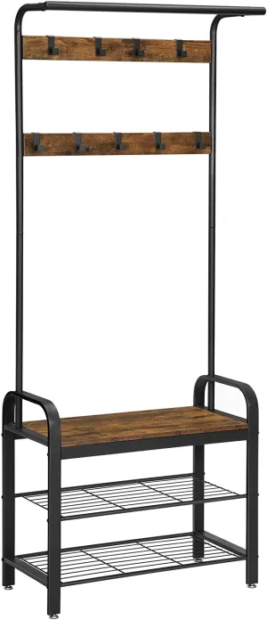 NNEDSZ  Coat Rack Shoe Bench, Wood Look Accent Furniture and Metal Frame