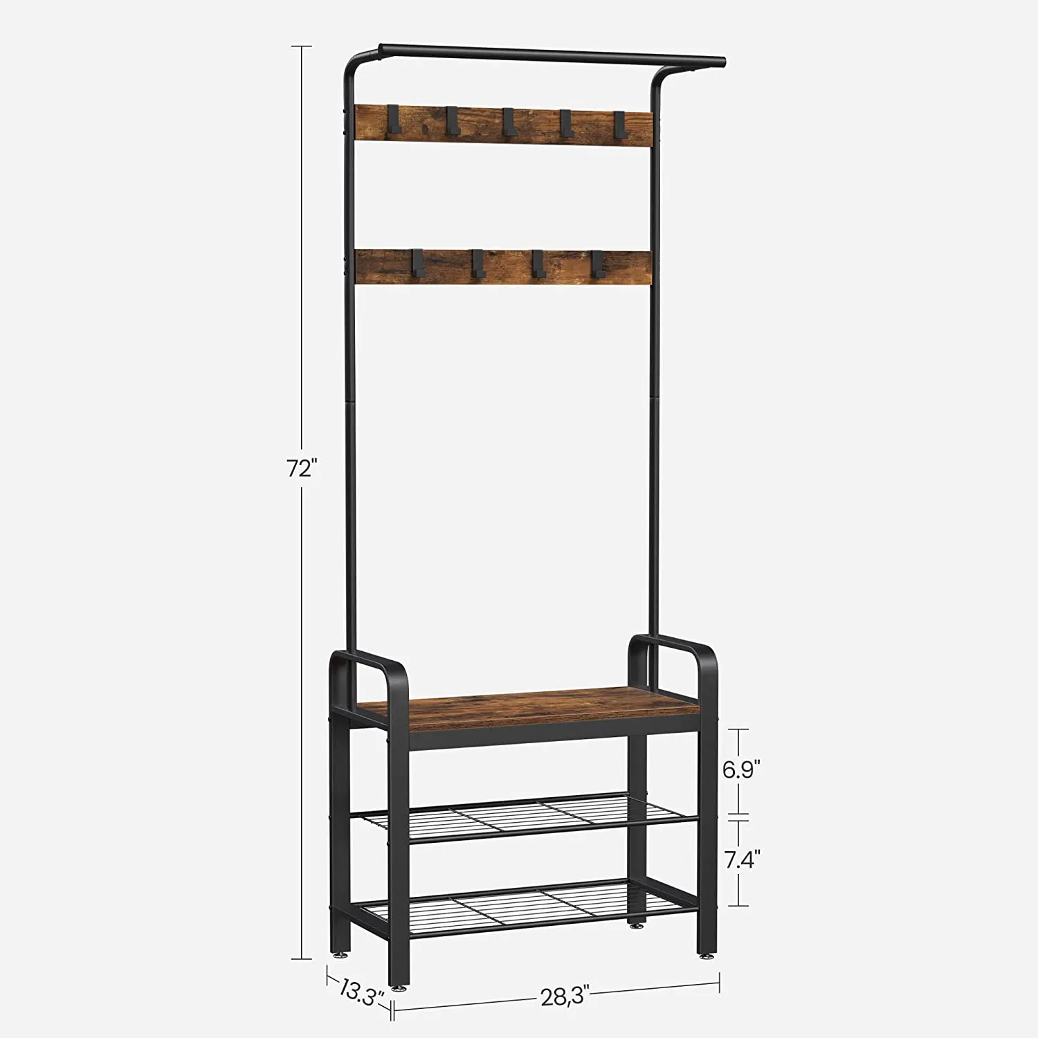 NNEDSZ  Coat Rack Shoe Bench, Wood Look Accent Furniture and Metal Frame