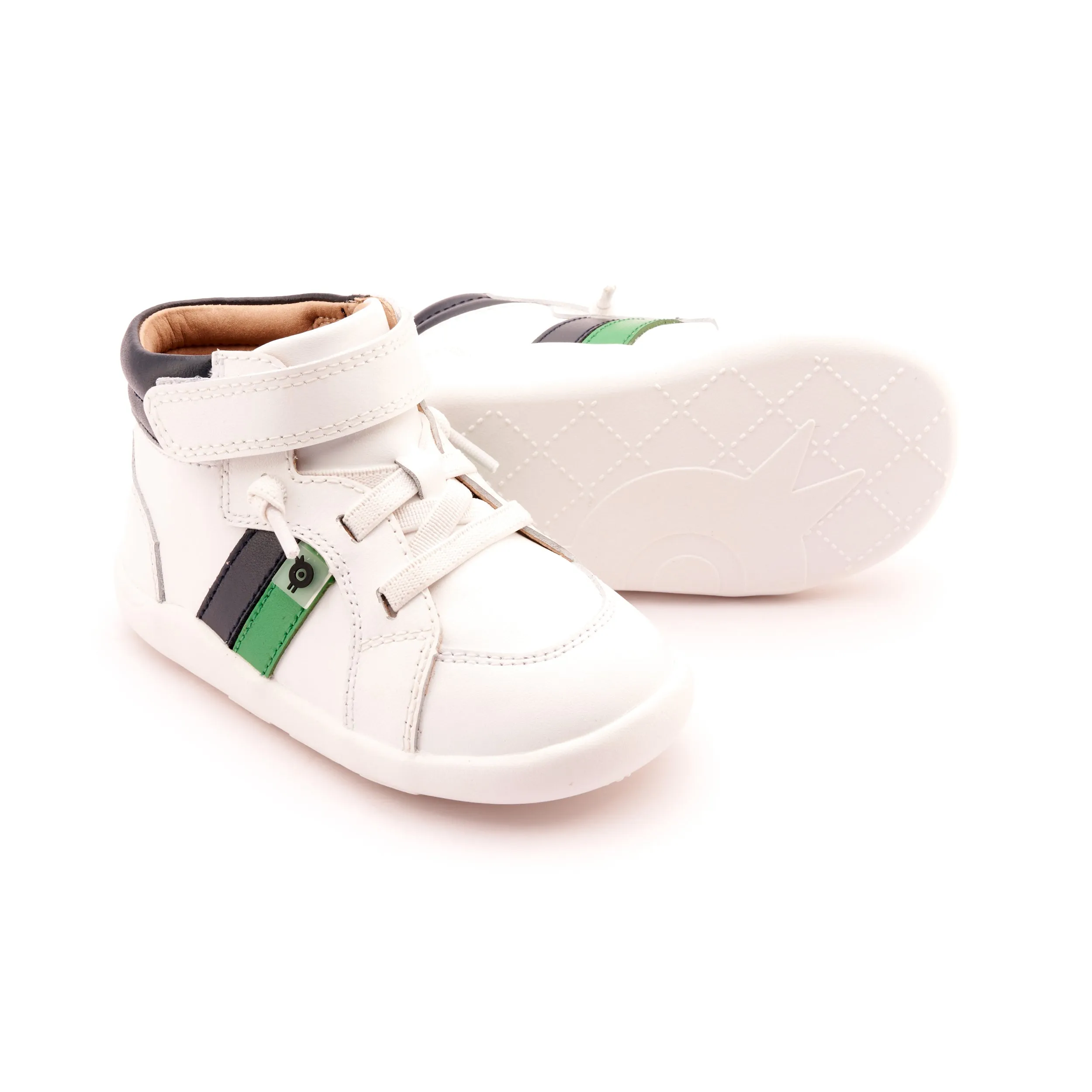 Old Soles Boy's and Girl's 8044 Tar Ground Casual Shoes - Snow / Navy / Neon Green