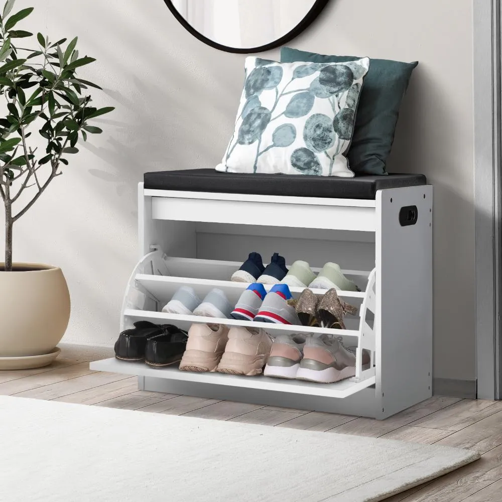 Ollie Shoe Cabinet Bench Shoes Storage Rack Shelves Shelf Cupboard Footwear Stand White 0.6M 15 Pairs
