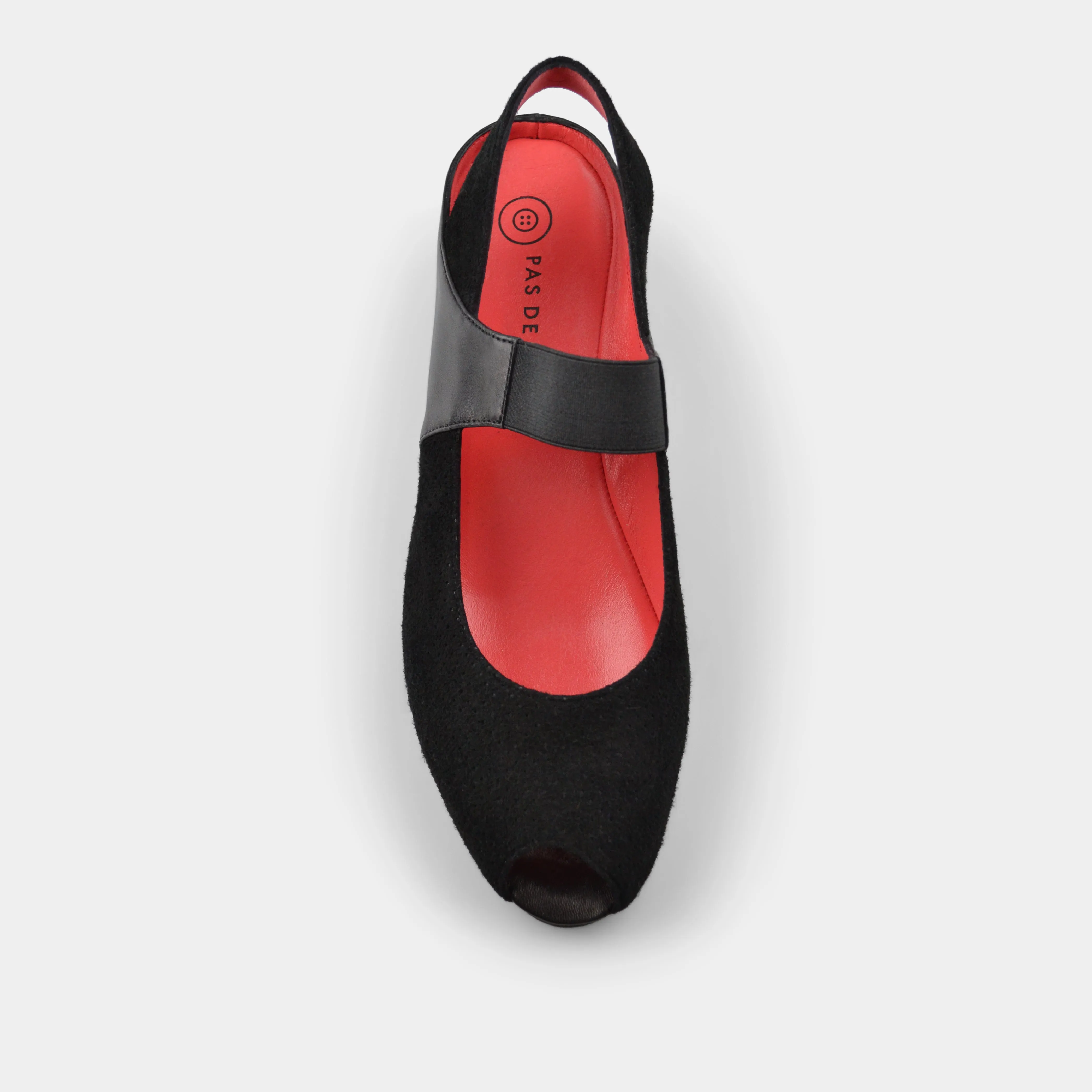 PAS DE ROUGE SILVIA SLING BACK WEDGE IN NOIR