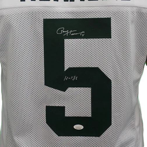Paul Hornung Autographed Pro Style Football Jersey White (JSA) HOF Inscription