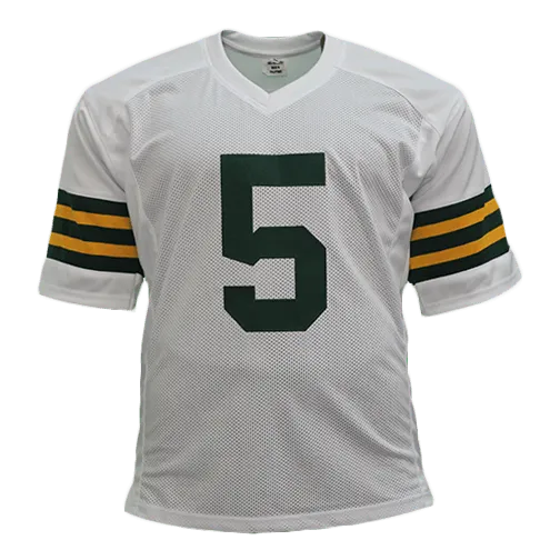 Paul Hornung Autographed Pro Style Football Jersey White (JSA) HOF Inscription