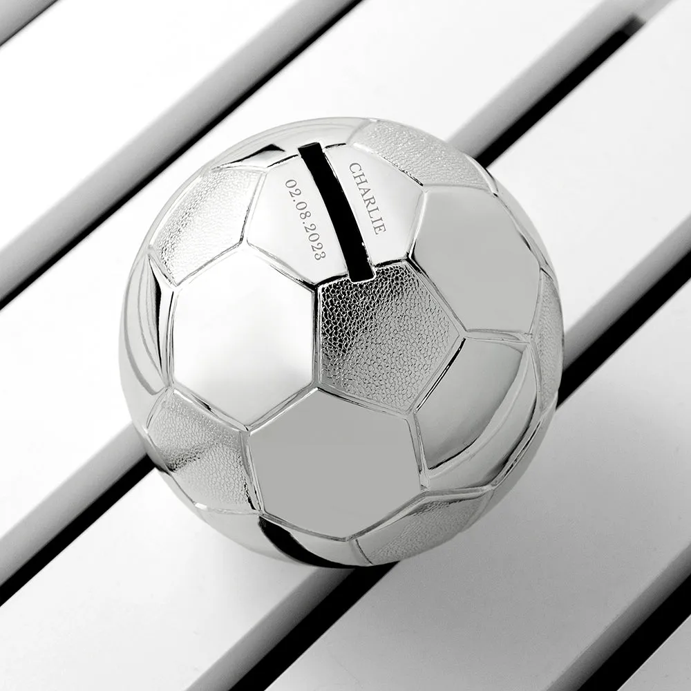 Personalised Silver Plated Football Money Box