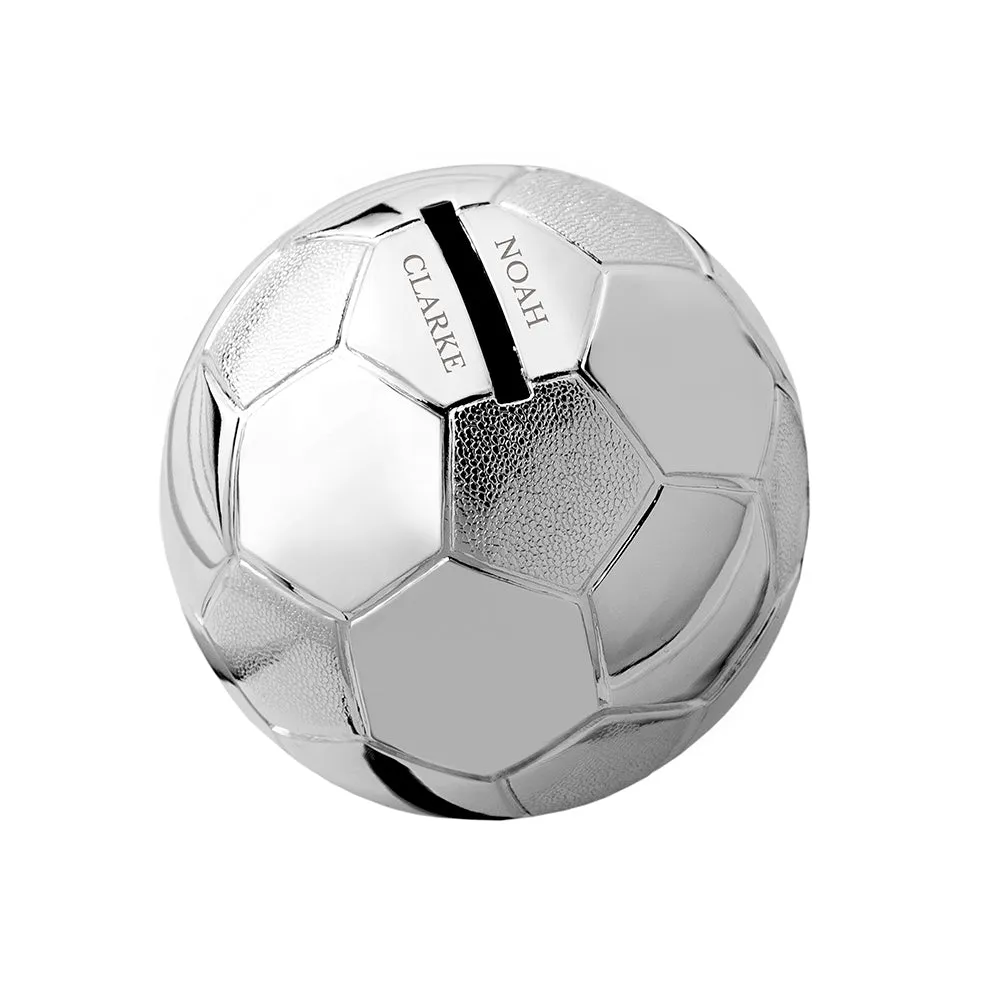 Personalised Silver Plated Football Money Box