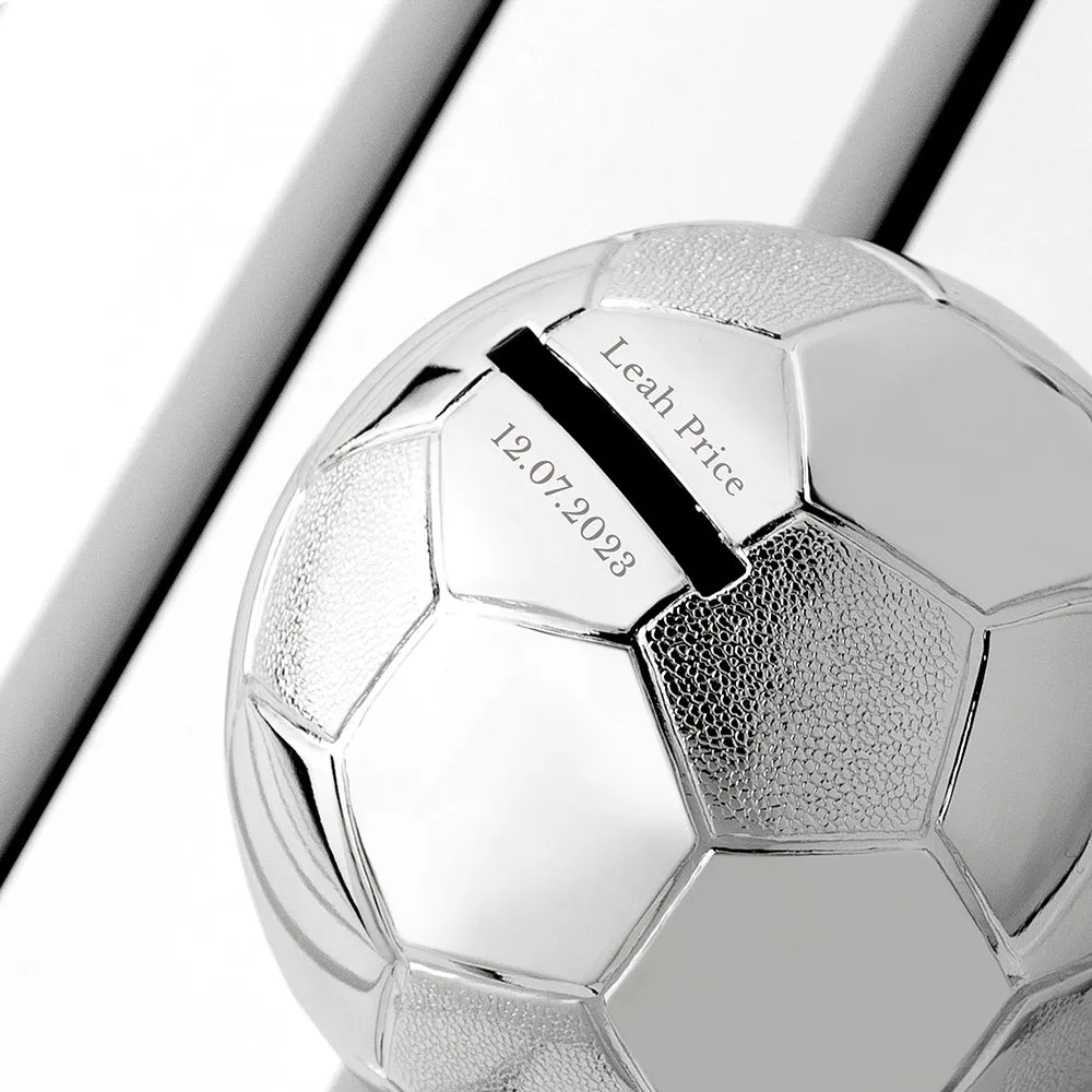 Personalised Silver Plated Football Money Box