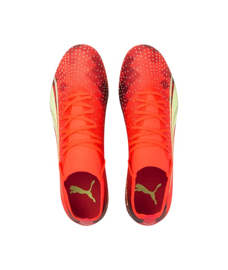Puma Ultra Match FG/AG Soccer Cleats 106900 03  FIERY CORAL-FIZZY LIGHT-PUMA BLACK