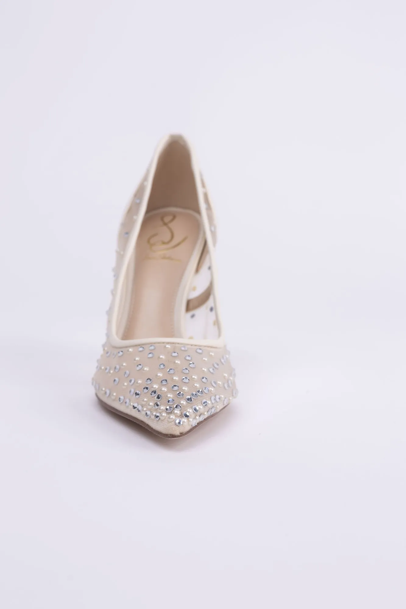 Sam Edelman Hazel Mesh Pointed Toe Pump in Nude/Modern Ivory Mesh