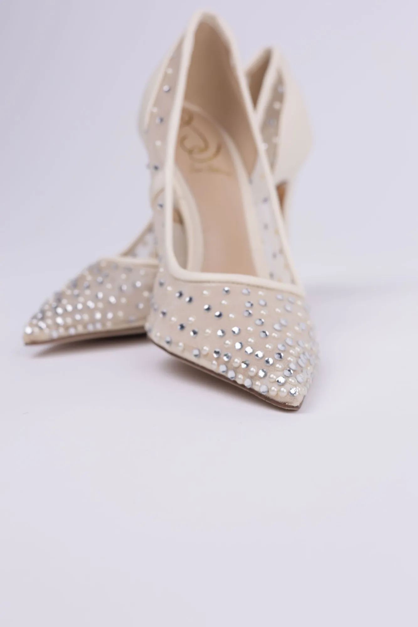 Sam Edelman Hazel Mesh Pointed Toe Pump in Nude/Modern Ivory Mesh