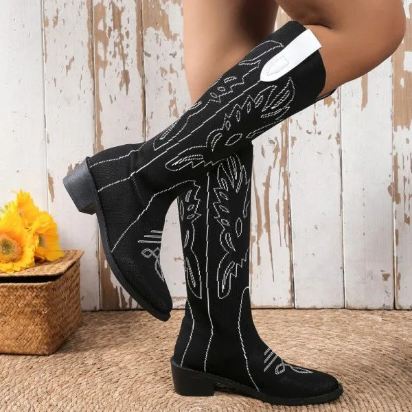 sealbeer - Black Casual Embroidered Patchwork Pointed Comfortable Out Door Shoes