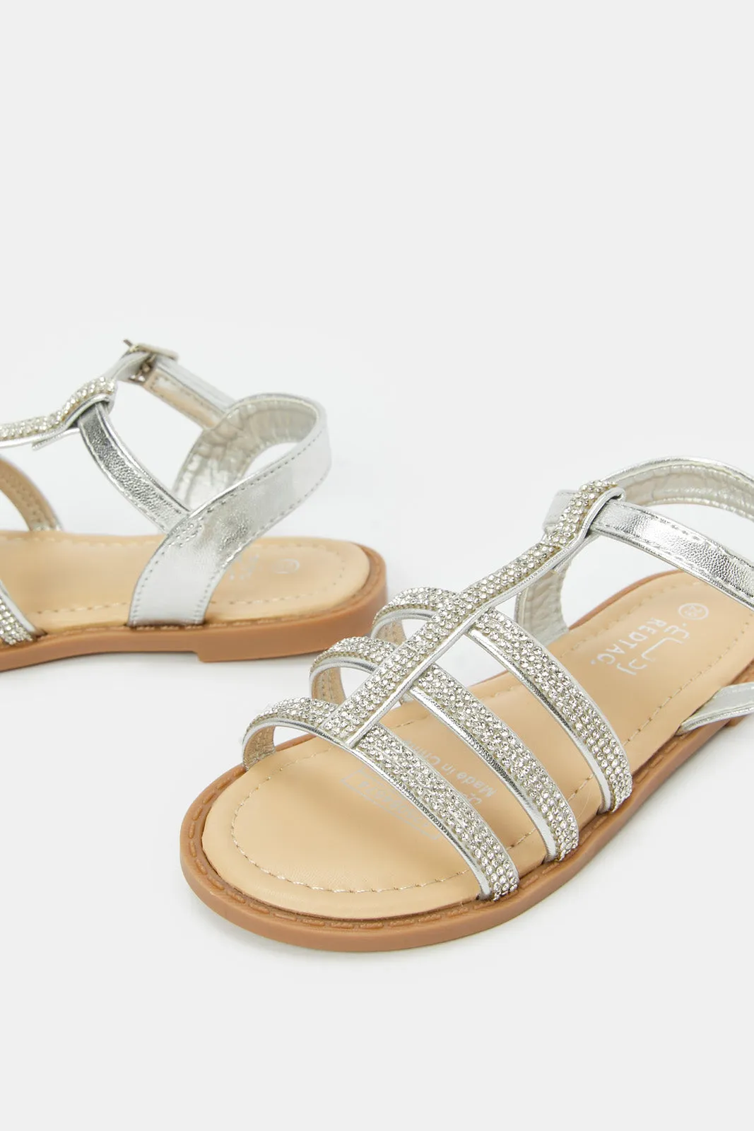 Senior Girls Silver Diamante Sandal