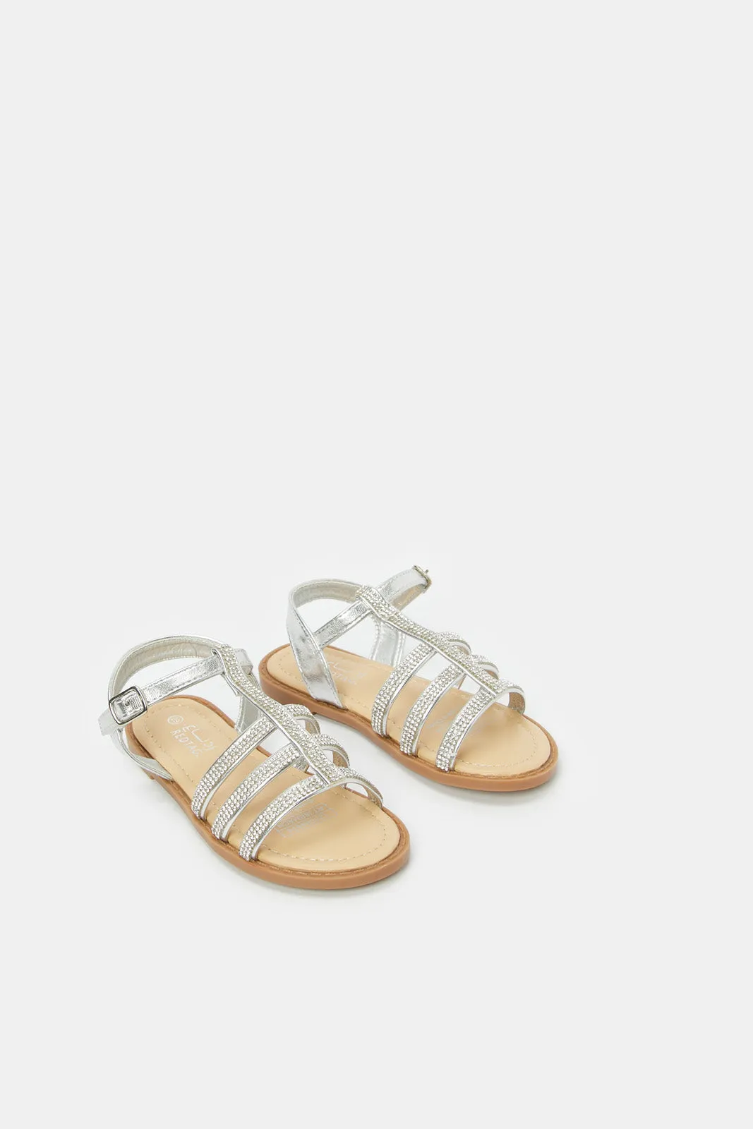Senior Girls Silver Diamante Sandal