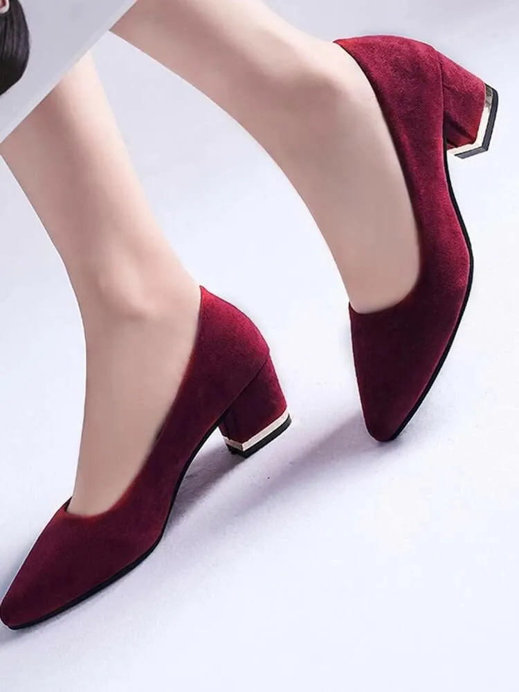 Shein Point Toe Court Chunky Heels