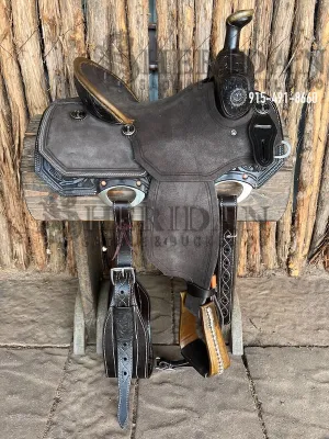 Sheridan Team Roping Saddle Chocolate Leather Sunflower Tooling
