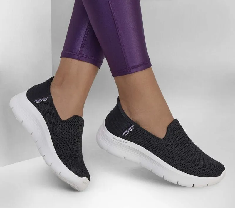 Skechers Women's Go Walk Flex Slip Ons- Black/ White