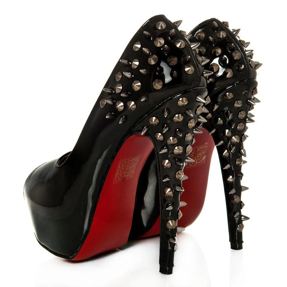 Skye peep toe stiletto high heel platform spiky court shoe
