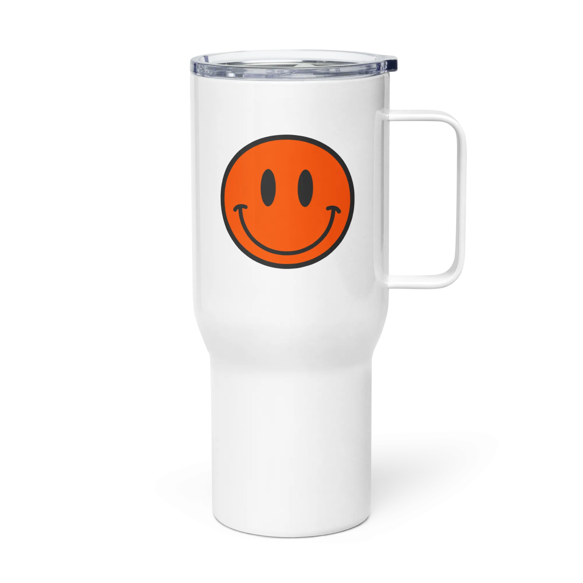 Smiley Face Football Travel mug with a handle